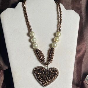 Elegant Brown Heart Pendant Necklace
